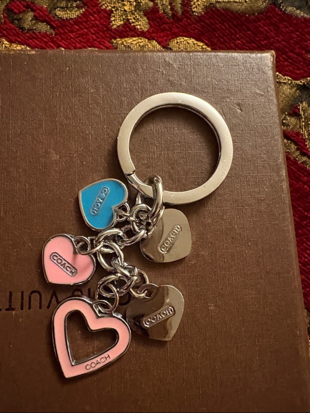 Coach Colorful Enamel Heart Charm Keyring - Pink, Yellow, Blue, Red